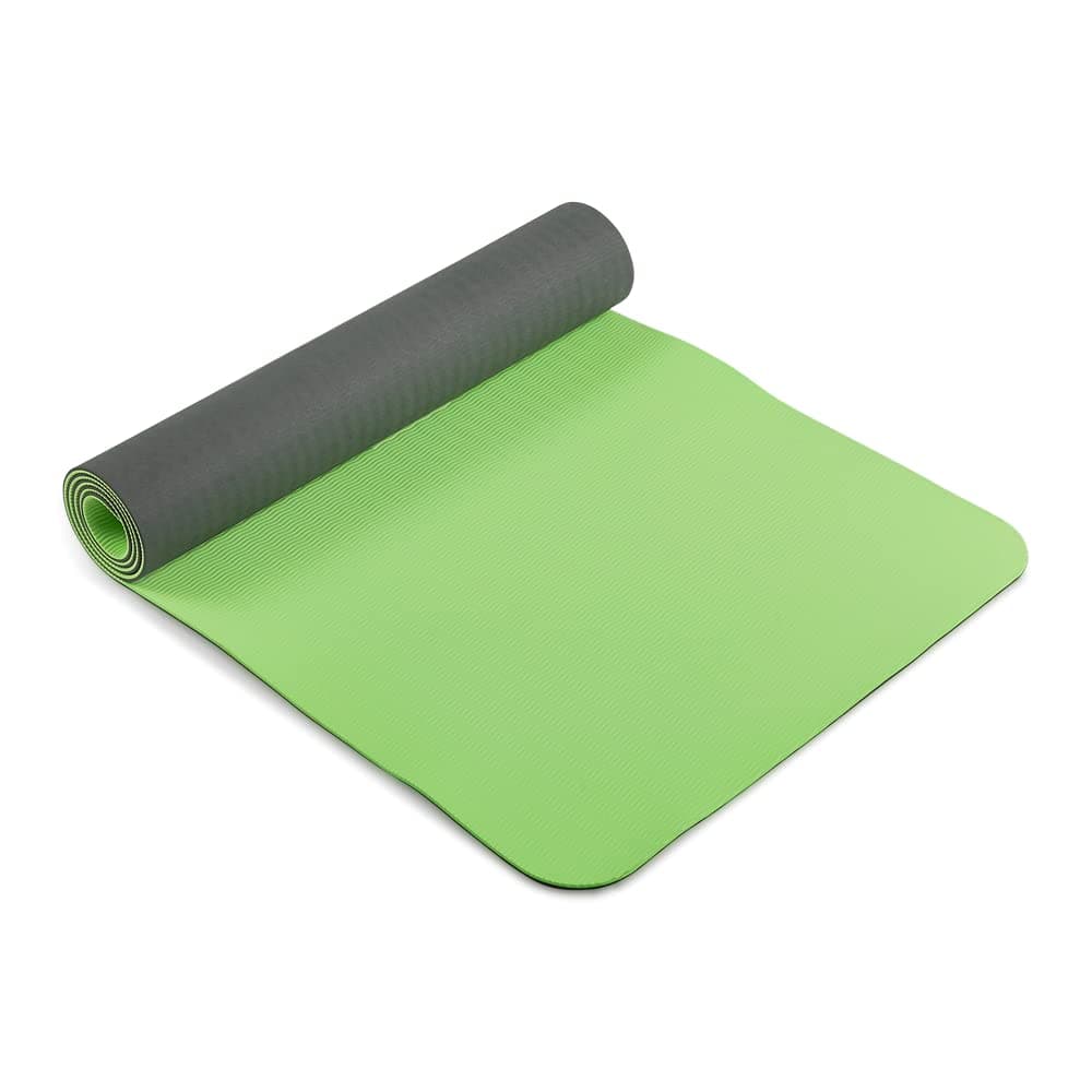 Wakefit Yoga Mat - 6mm Thick Double Color Reversible Antislip for Women, Men, Kids - Home, Gym and Outdoor Workout (Green & Black)
