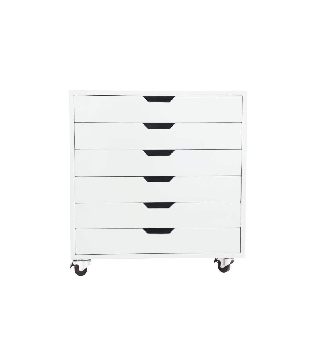 APRODZ Mango Wood Sideboard Storage Dresser Cabinet Bhesar Chest of 6 Drawer On Castors for Living Room | White Finish