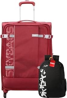 Skybags Polyester Converge Plus 4 Wheel Expandable Structure Medium Size 5 Years International Warranty Soft Spinner Trolley Bag with Backpack (79 Cm, Red)