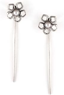 Shaya by CaratLane 925 Silver Gita G Wire Earrings in Oxidised Gifts for Womens & Girls