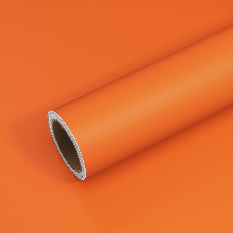 SAJYO Pure Orange Matt Solid Colour Self Adhesive Peel and Stick Wallpaper for Walls, Kitchen Tabletop, Almirah, Furniture, Office, etc (16x144 Inch)
