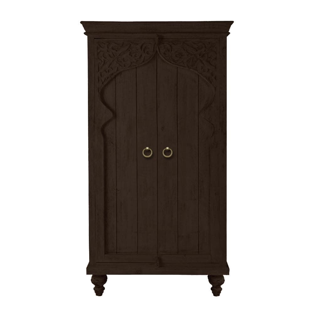 The Attic Omaha Cupboard, Solid Wood Multiple Utility Storage, Cupboard Organiser, Clothes Organizer, Wardrobe for Clothes Wooden, almirah for Clothes Wooden, Walnut Matte Finish
