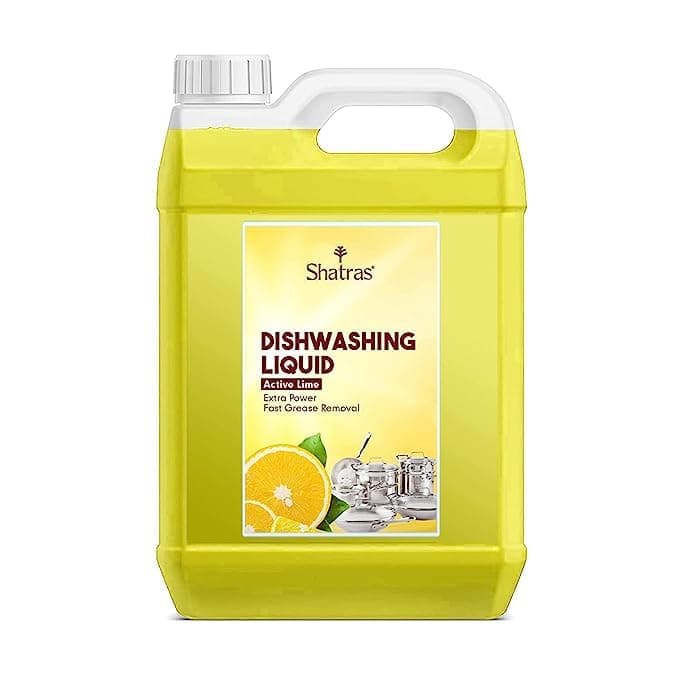 Shatras Dishwash Gel Yellow Lemon & active salt, Refreshing, Antibacterial, Leaves no residue,Fast Cleaner for all types of Utensils, Dishwasher Liquid, Refill Can (5L)