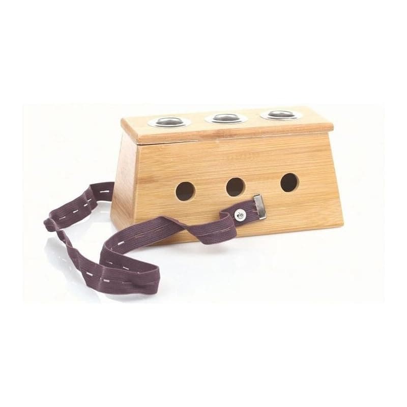 Dr. Choudhary Three Hole Moxa Stand Wooden Moxibustion Box | 3 hole Moxibustion Roller Stick Holder