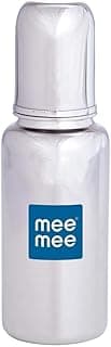 Mee Mee Baby Steel Feeding Bottle 120ml | Baby Milk Bottle with Advanced Anti Colic Valve, BPA Free, Soft Silicone Teat, Slim Neck for Babies/Infants/Newborns of 0-2 Years