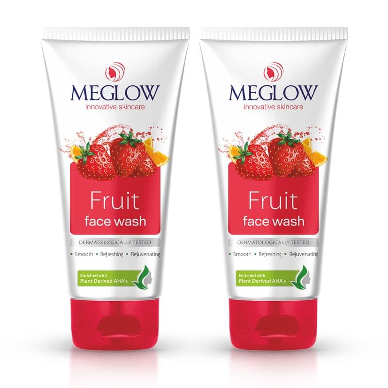 Meglow Fruit Face Wash | Deep Cleansing & Glow-Boosting Formula | Enriched with Apple & Papaya Extracts | Removes Impurities, Hydrates & Revitalizes Skin Naturally Pack of 2 (70g Each)