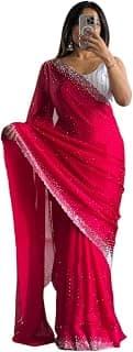 Generic Satyle Couture Women’s Fashion Saree – Chiffon Satin Silk Patta with Heavy Siroski Border & Matching Blouse