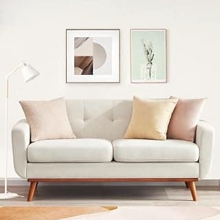 LEGACY OF COMFORT Carmencita 65" Square Arm Loveseat 2 Seater Sofa Two Seater Sofa for Living Room Guest Room Hotels Office (Beige)