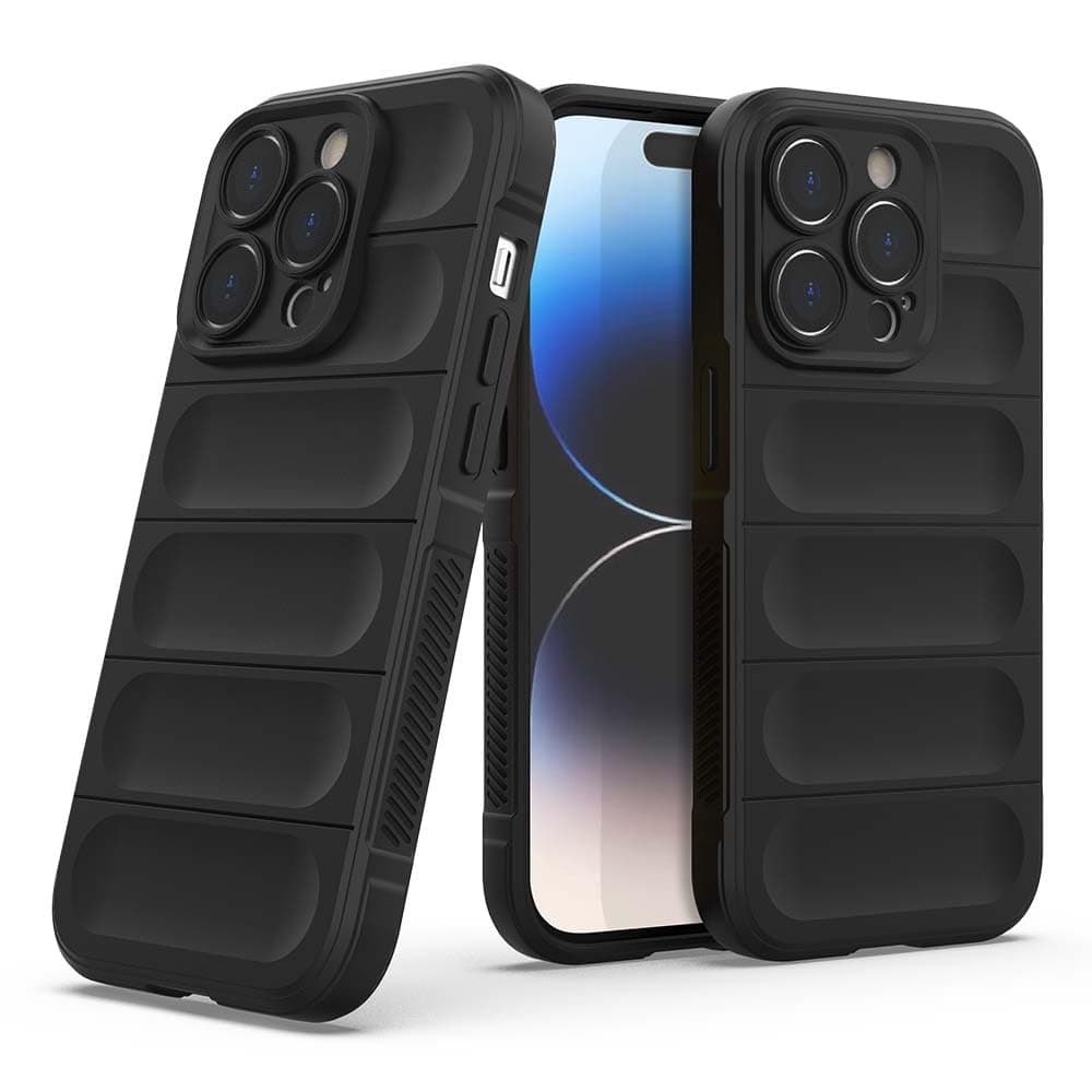 amazon basics Mobile Cover for Apple iPhone 14 PRO Max | Full Camera Protection | Liquid Silicon Case | Flexible Bumper Case for Apple iPhone 14 PRO Max (Black)