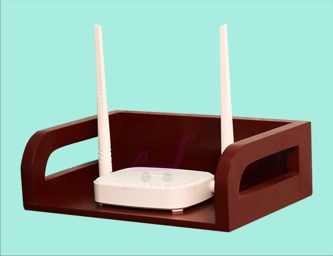 Dream Arts Shoppee Set Top Box Holder Wall Shelf WiFi Modem Display Rack for Living Room-Brown (Engineered Wood)(Painted Finish)