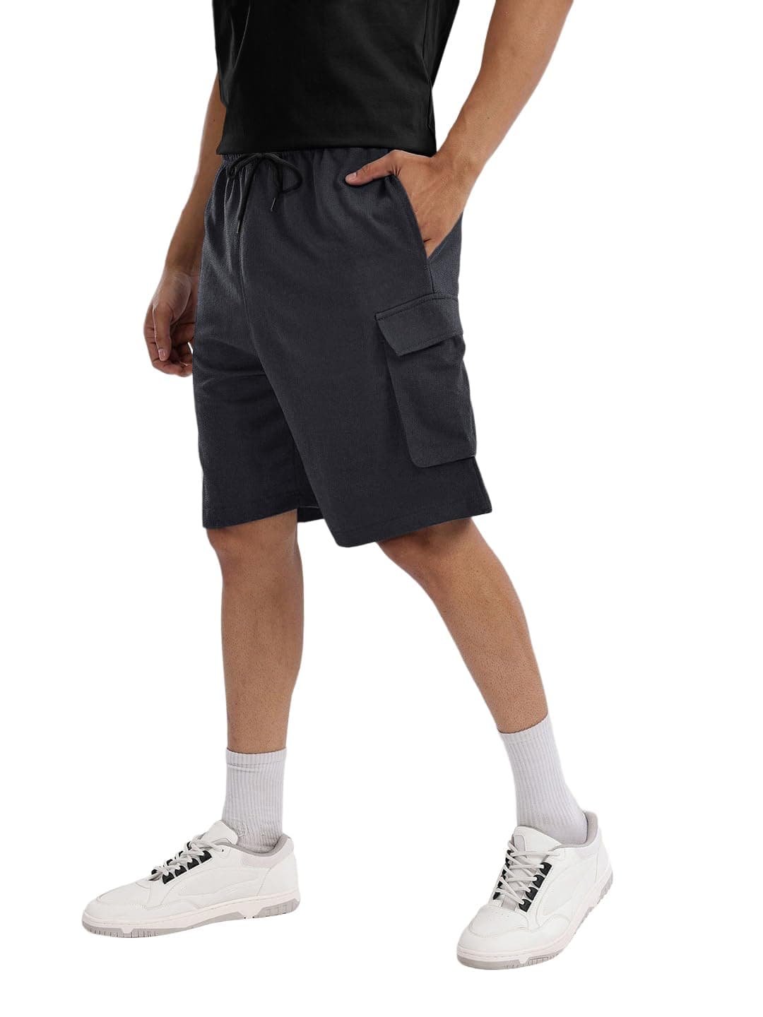 Pinkmint Men’s Cotton Lycra Shorts | Stretchable Comfortable Men’s Shorts with Elastic Waist & Drawstring | Ideal for Gym, Running, Travel