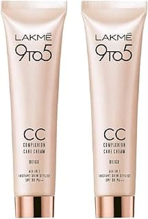 LAKMÉ 9 To 5 CC Cream, 01 - Beige, Light Face Makeup With Natural Coverage, SPF 30 - Tinted Moisturizer To Brighten Skin, Conceal Dark Spots, 30g (Pack of 2)