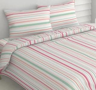 haus & kinder Pure Cotton King Size Bedsheet with 2 Pillow Covers for Double Bed 186 TC 108X108 Inches Flat Bed Sheet | Magical Stripe, Multicolor