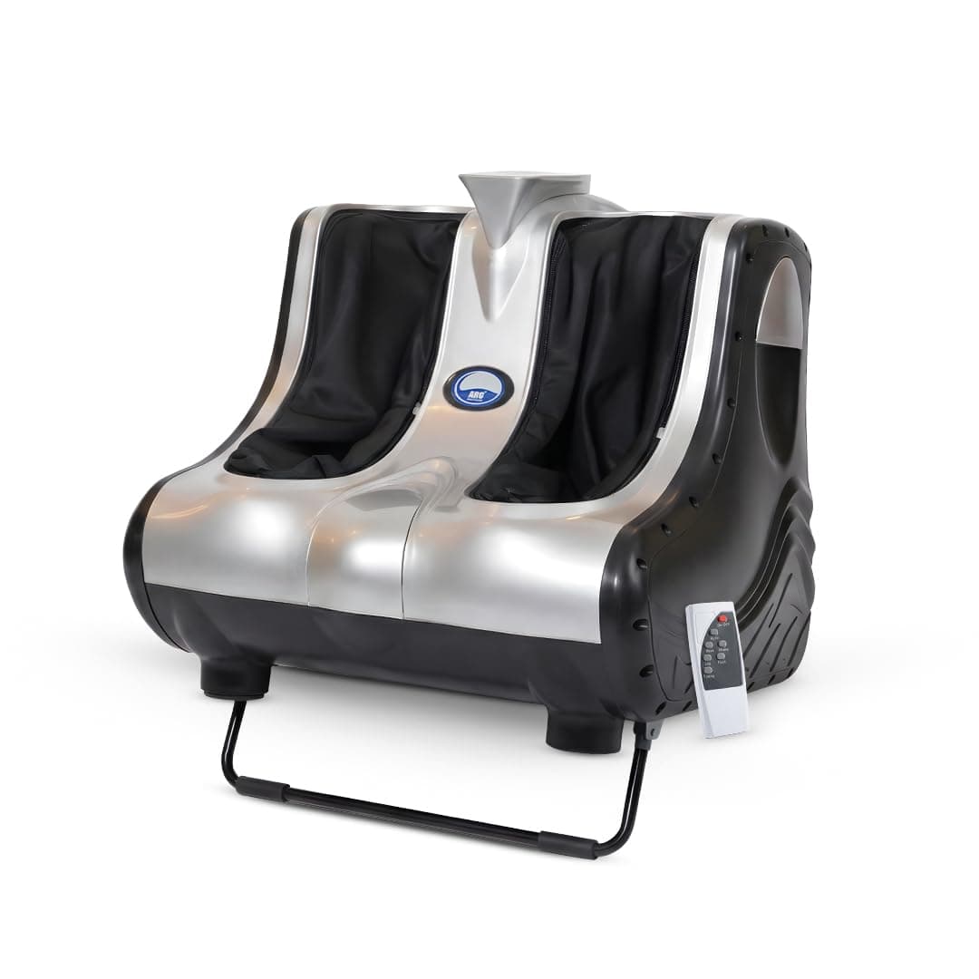 AROGYA Foot, Calf & Leg Massager For Pain Relief & Relaxation 3 Modes Intensity Kneading & Shiatsu Massage Rolling, Vibration & Heat Therapy Improved Blood Circulation Automatic Leg Massager (Sliver) (1 Year On-Site Waranty)