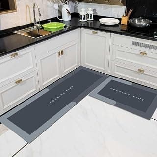 inulec Rubber Kitchen Mats for Floor Set of 2 Pcs | Non-Skid, Soft Absorbent Rugs for Kitchen Floor, Laundry, and Hallway | 120x40cm, 40x60cm| (Multi Color)