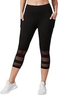 BLINKIN Women’s 3/4 Gym Leggings | Stretchable Workout Pants with Mesh Insert & Side Pockets: Perfect Capri for Active Wear, Yoga & Workout - The Ultimate Gym Pants for Woman (8160)