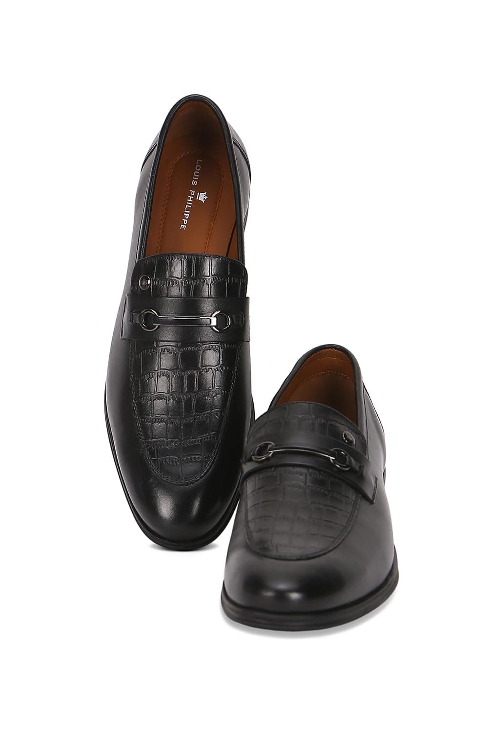 Louis Philippe Men Premium Leather Breathable Lining Material Anti Slip with Heel TPR Sole Formal Slip-on Shoes