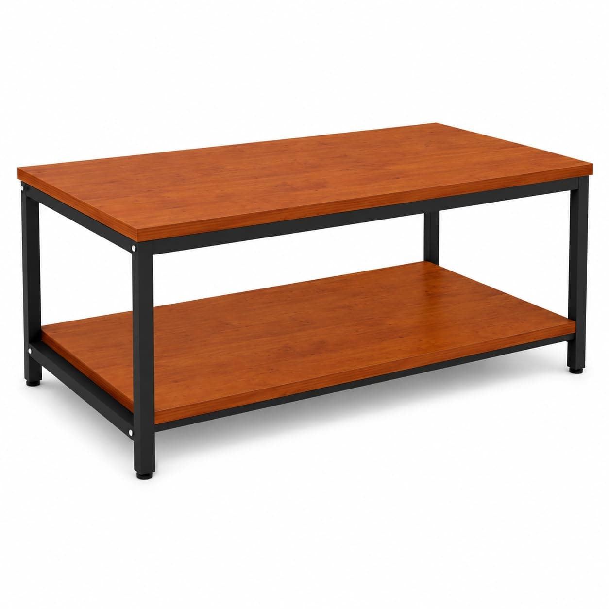 Furlay IronEdge Metal Coffee Table with Wooden Top & Storage Shelf, Heavy Duty Center Table for Living Room, Sofa Tea Table, Black Metal Frame, 100 kg Load Capacity, Size- 94x5x45cm (FMCT1 - Woodland)