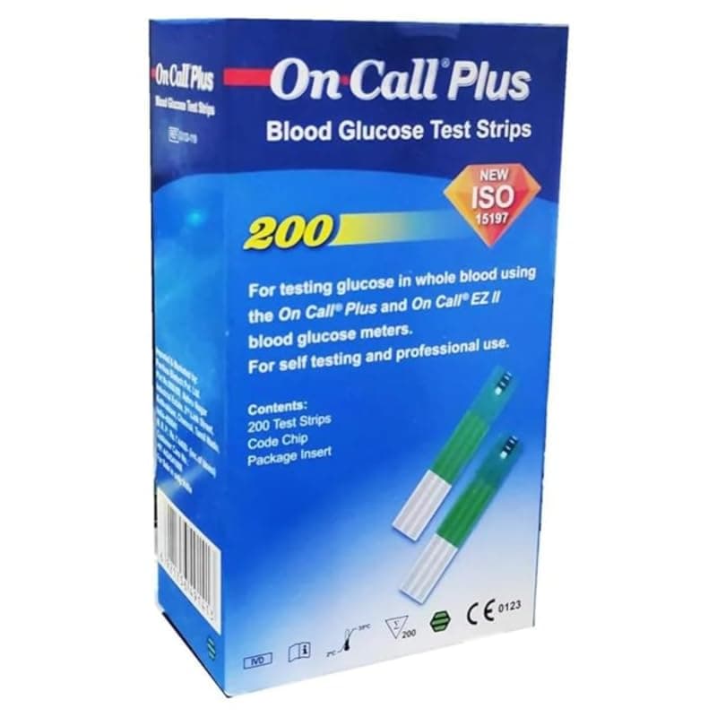 Nuroplus On Call Plus Blood Glucose Test Strips 200 Strips Ref : G133-119 Original Quality glucometer strip