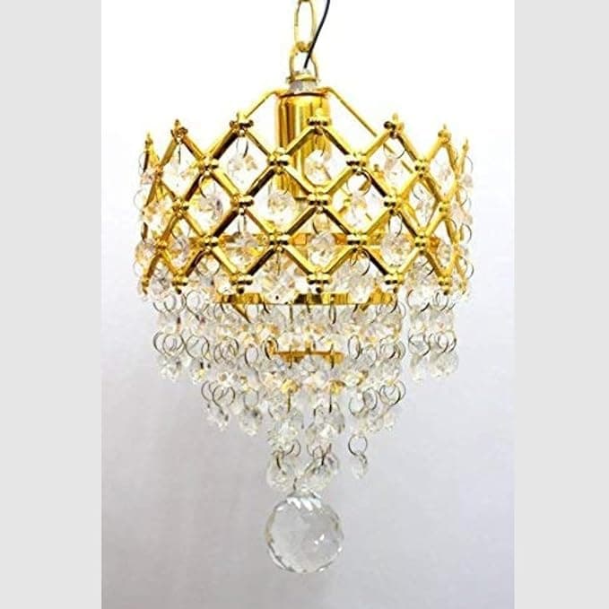 Mahaur Beautiful Imported Crystal Chandelier Jhoomer Ceiling Hanging Lamp for Hall, Bedroom, Living Room, Highly Durable Aesthetic Luxury Home & Wall Decor (160mm