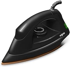 Wipro GD208 Automatic Electric Dry Iron 1200 Watt With Large LED Indicator | Large Soleplate|Anti Bacterial German Weilburger Double Coated Soleplate | Quick Heat Up - 1200 Watts, Black