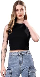 London Hills Women Tops | Crop Top for Woman | Tank Tops for Woman | Sleeveless Tops' for Women Stylish | Halter Neck | Stretchable Crop Top | Ribbed Top'