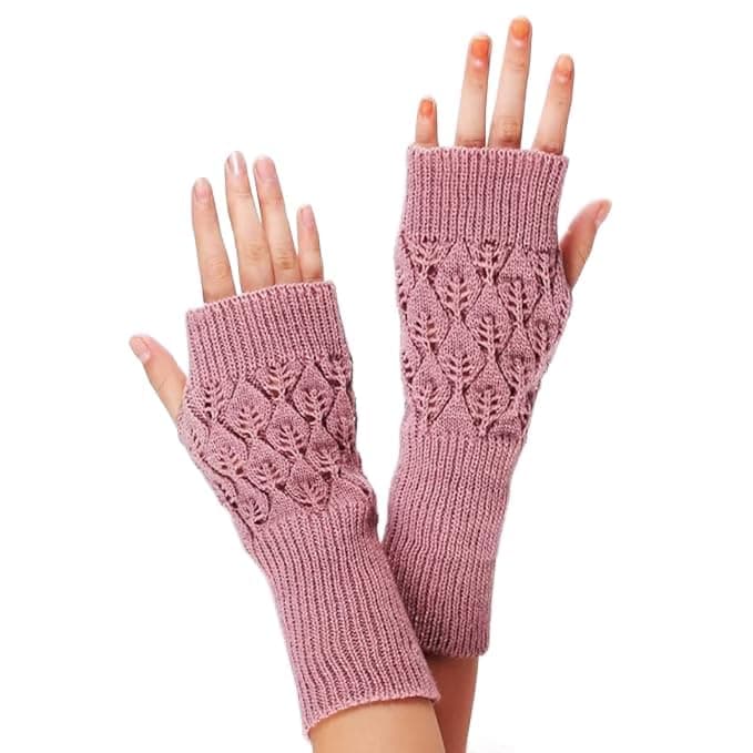 THE DDS STORE Women Knit Winter Fingerless Gloves Crochet Thumbhole Arm Warmer Mittens for Women Hand Crochet Knit Gloves Open Fingers