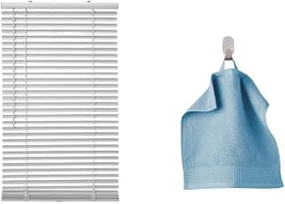 Ikea VECKLARFLY Venetian Blind White 60x155 cm with INARN Washcloth Blue 30x30 cm
