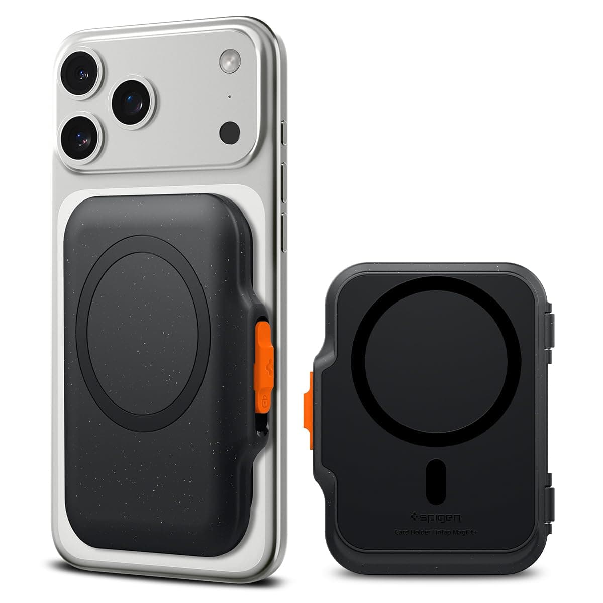 Spigen Tintap (MagFit+) MagSafe Card Holder up to 6 Cards, Hard Shell Magnetic Wallet Case Compatible with iPhone 17/16/15/14/13/12 Models, Pixel 10 Series - Black | (MagFit+)