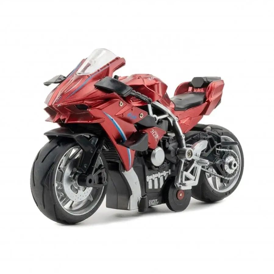 FEXXA Compatible for Kawasaki Ninja Motorcycle Model,Suspension and Free Roller, Toy Car, Motorcycle Collection, Gift for Boys [New] (Kawasaki Ninja -RED [Small])