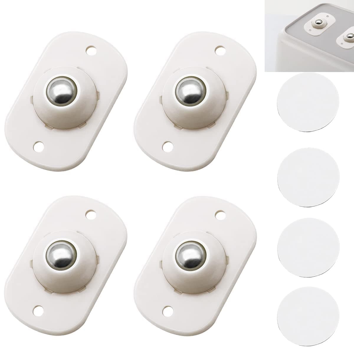 OENZA 4Pcs Self Adhesive Mini Swivel Casters Wheels,Universal Wheels at The Bottom of The Storage Box, Swivel Caster Wheels 360 Degree Rotation Pulley for Furniture Various Storage Boxes (4)