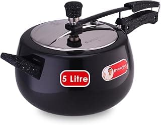 Wonderchef Taurus Hard Anodized Inner Lid Pressure Cooker 5 litres | Soft Touch Handles for Durability | Induction Friendly | Black