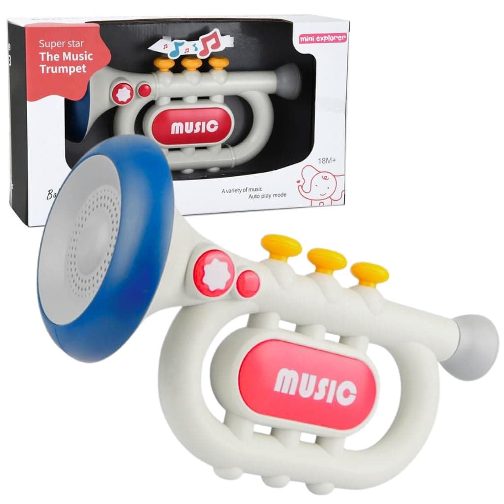 Mini Explorer Interactive Kids Trumpet Toy with Lights & Sounds | 3 Play Modes – Auto, Manual & Learning | Musical Instrument for Toddlers Ages 3+ | Battery Operated | Educational Musical Toy Gift