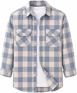 DEELMO Men’s Stylish Cotton Blend Casual Chakes Shirt || Full Sleeve Shirt with Dual Flap Pockets Fabric || Perfect for Casual and Classic Fit & Style || Stylish Everyday Wear