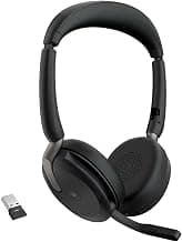 Jabra Evolve2 65 Flex USB-A MS Wireless Bluetooth Headset | Microsoft Teams Certified | Hybrid ANC Office Headset with Foldable Design