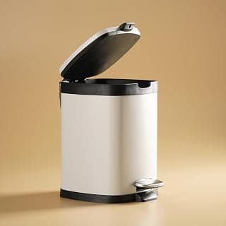 PURE HOME + LIVING Black & White Steel Square Pedal Waste Bin with Lid Removable Inner Bucket | Durable Steel and Plastic Material | Dustbin for Bathroom Home Office | Lid Closure(3L, Pack of 1)