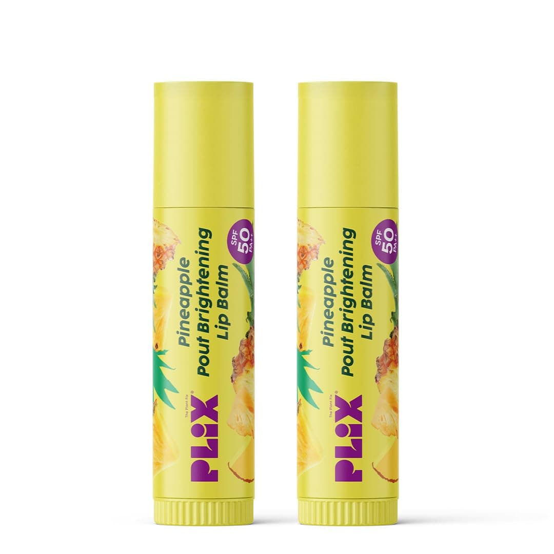 PLIX - THE PLANT FIX Pineapple Brightening Lip Balm with SPF 50 | Kojic Acid & Vitamin C | SPF 50 PA ++ | Fades Pigmenation | Brightens Dark Lips | Sun Protection | Dermatogically Tested | 4g | Pack of 2