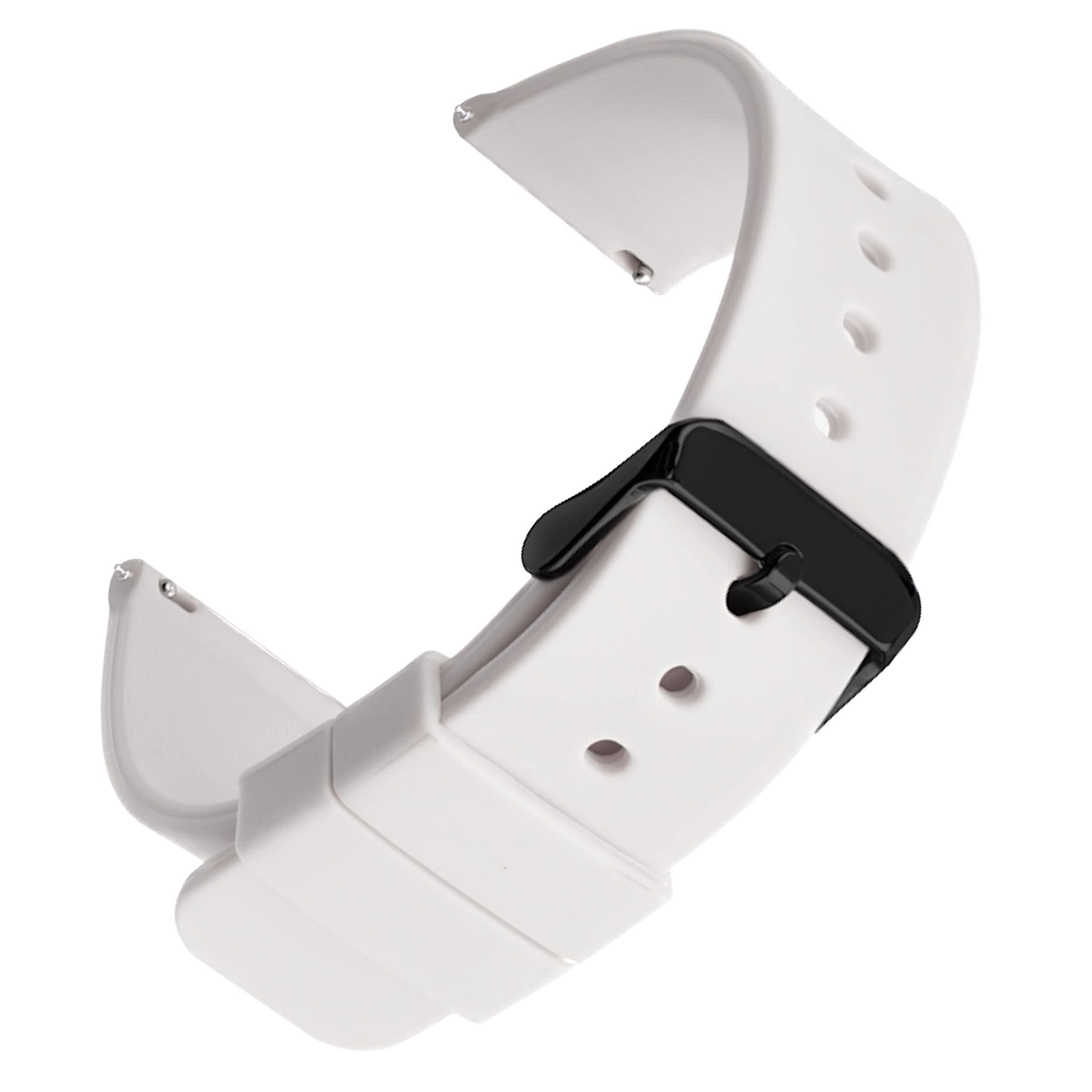 YODI 24mm Soft Silicone Classic Strap Bands for Fire-Boltt Ring 3 BSW043 Smart Watch Quick Release Pin for Men, Women and Kids Medium Size (WHITE)