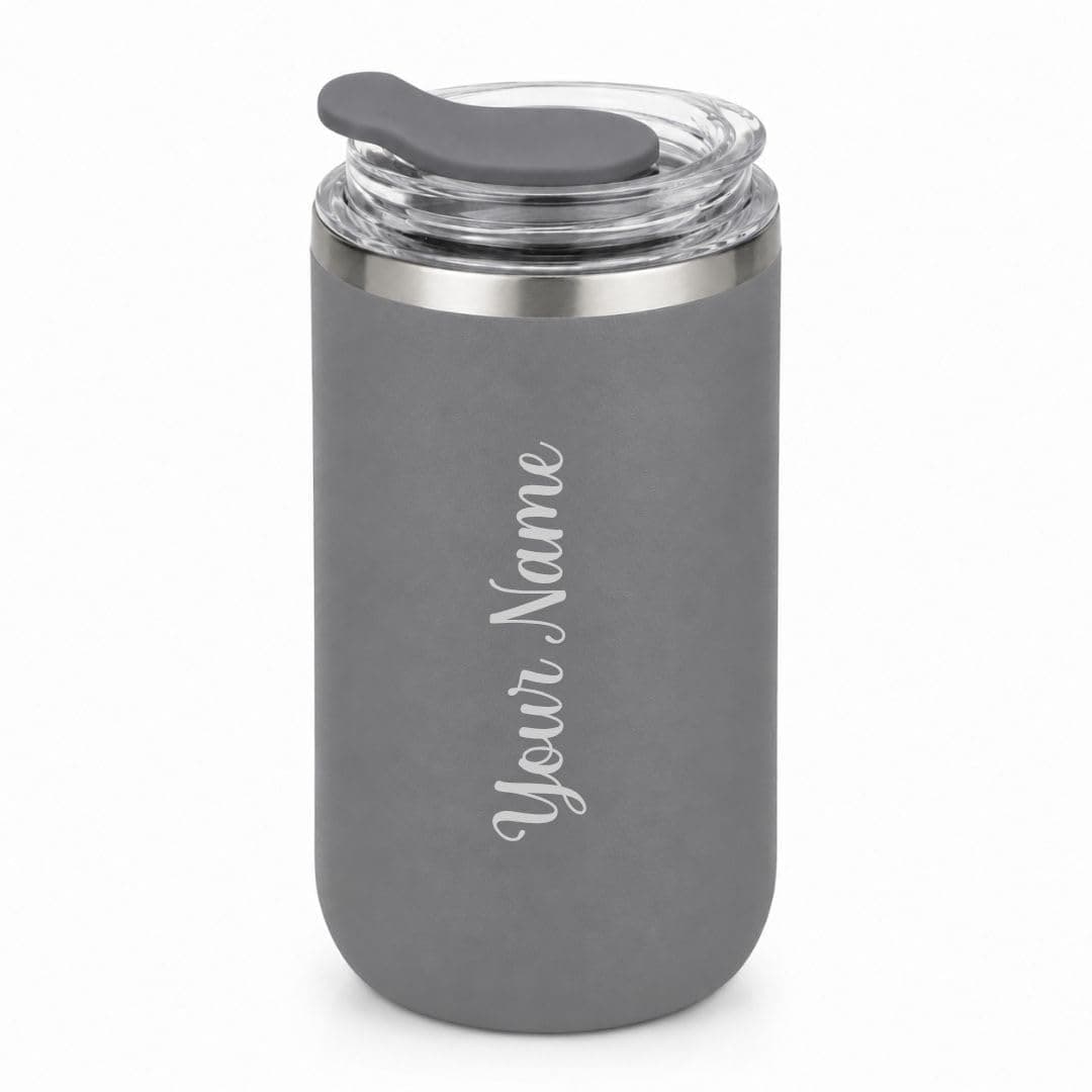 Giftana Personalized Coffee Tumbler with Name Customized Travel Mug with Lid, Coffee Mug for Men and Women, Valentine's Day Gifts, Corporate Gifts for Employee (Grey,350ml)