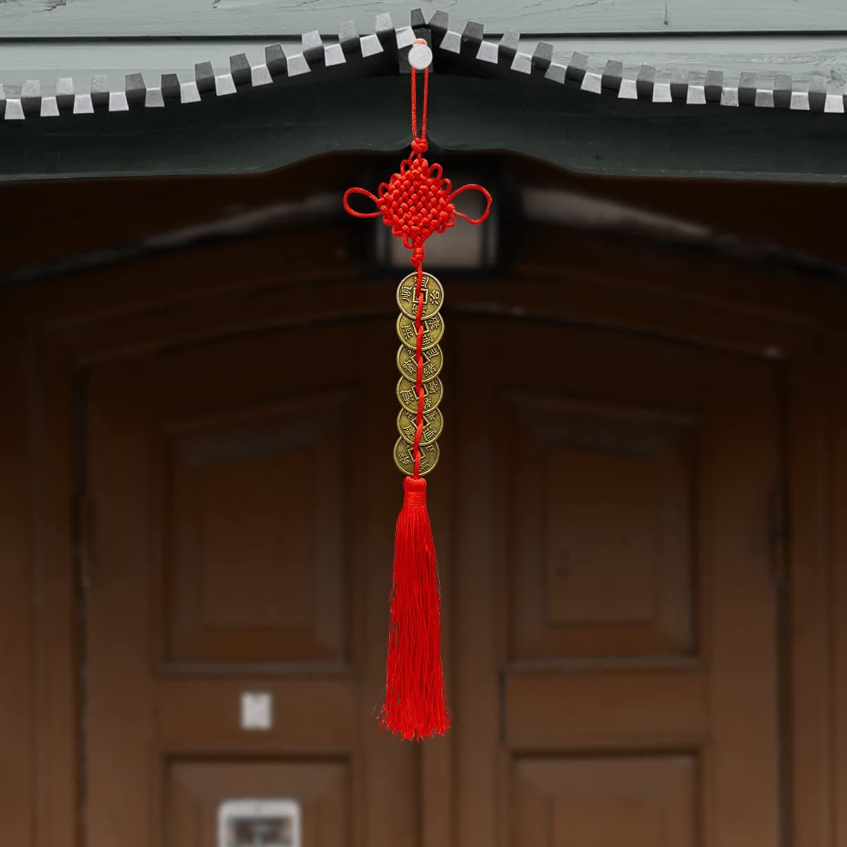 6 Chinese Coin Hanging for Wealth & Growth | Feng Shui Lucky Coins for Vastu Home Decor & Wall Hanging Decoration | Brass Coin Vastu Decorative Items for Home Entrance & Housewarming Gifting