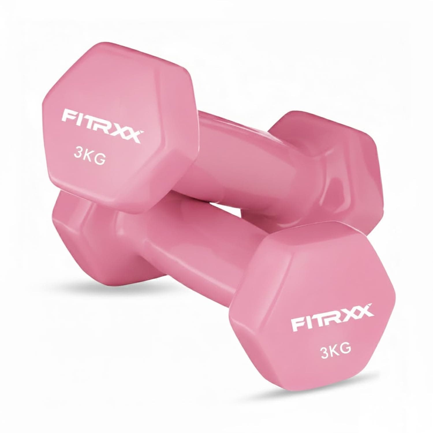 Fitrxx Vinyl Dumbbells 3 kg | Men and Women | Non-Slippery Dumbbell for Home and Gym | Full Body Workout | (Set of 2)