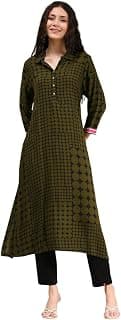 BIBA Women's Rayon Printed Straight Kurta