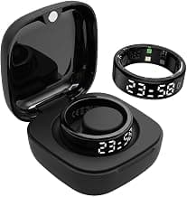 Aeoss AI Smart Ring with LED Display & Portable Charging Case - 24/7 Heart Rate Monitoring, Blood Oxygen (SpO2) Sensor, Sleep Quality Analysis, Ultra-Slim Design, Water Resistant (Black, Size-9)