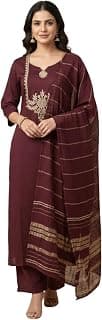 Leriya Fashion Kurta Set for Women with Dupatta | Embroidered Kurti Pant Set with Dupatta | Soft BSY Fabric | Kurta Sets for Woman Straight Festive Outfit | Lightweight Zari Hand Work Dupattas