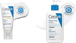 CeraVe AM Facial Moisturizer (52ml) SPF 50 and Moisturizing Lotion (236ml) with 3 Essential Ceramides & Hyaluronic Acid