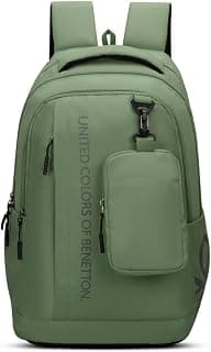 United Colors of Benetton Apex 33L Backpack, Water-Resistant, Minimalist 3-Compartment Design with Detachable Pouch & 1-Year Warranty