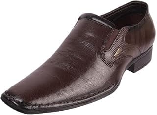 Metro Men Leather Formal Low Heel Slip On Shoes