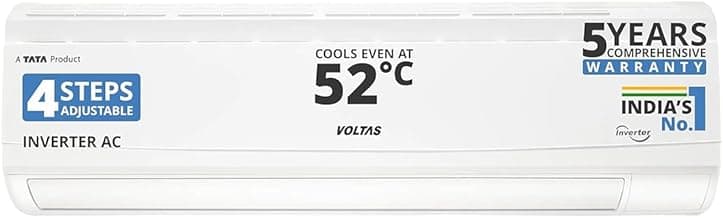 Voltas 185V Vectra CAR 1.5 ton 5 star,New star rated, inverter Split AC|4-IN-1 Adjustable modeHigh ambient Cooling-cools even at 52°C|Anti dust filter with Anti-microbial coating|Copper Coil|White