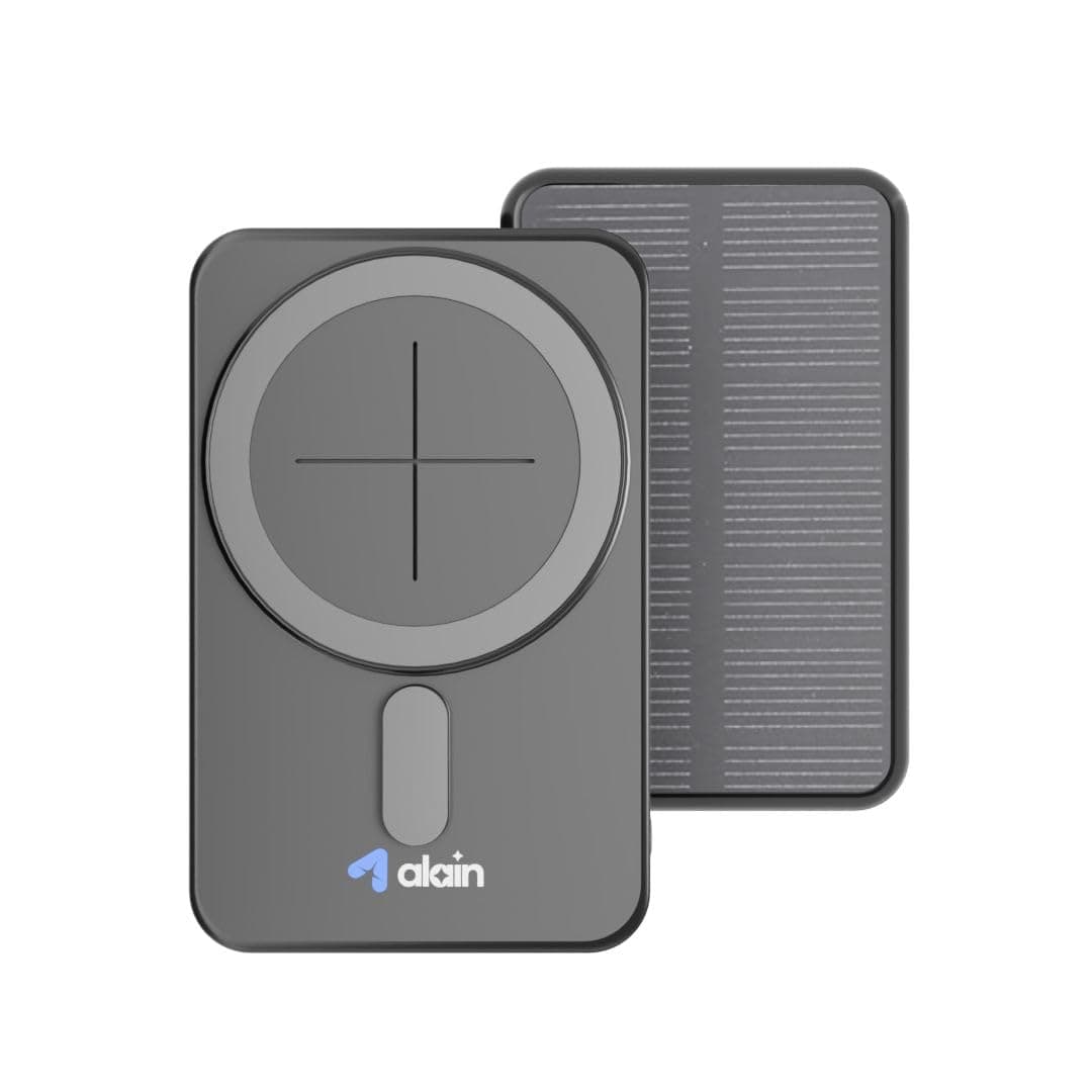 Alain SolRover 10000mAh MagSafe Wireless Power Bank for iPhone & Android | Supports 15W Wireless Chargging with Strong Magnetic Hold for Compatible Devices & 25W USB-C Fast Charging with Solar Backup