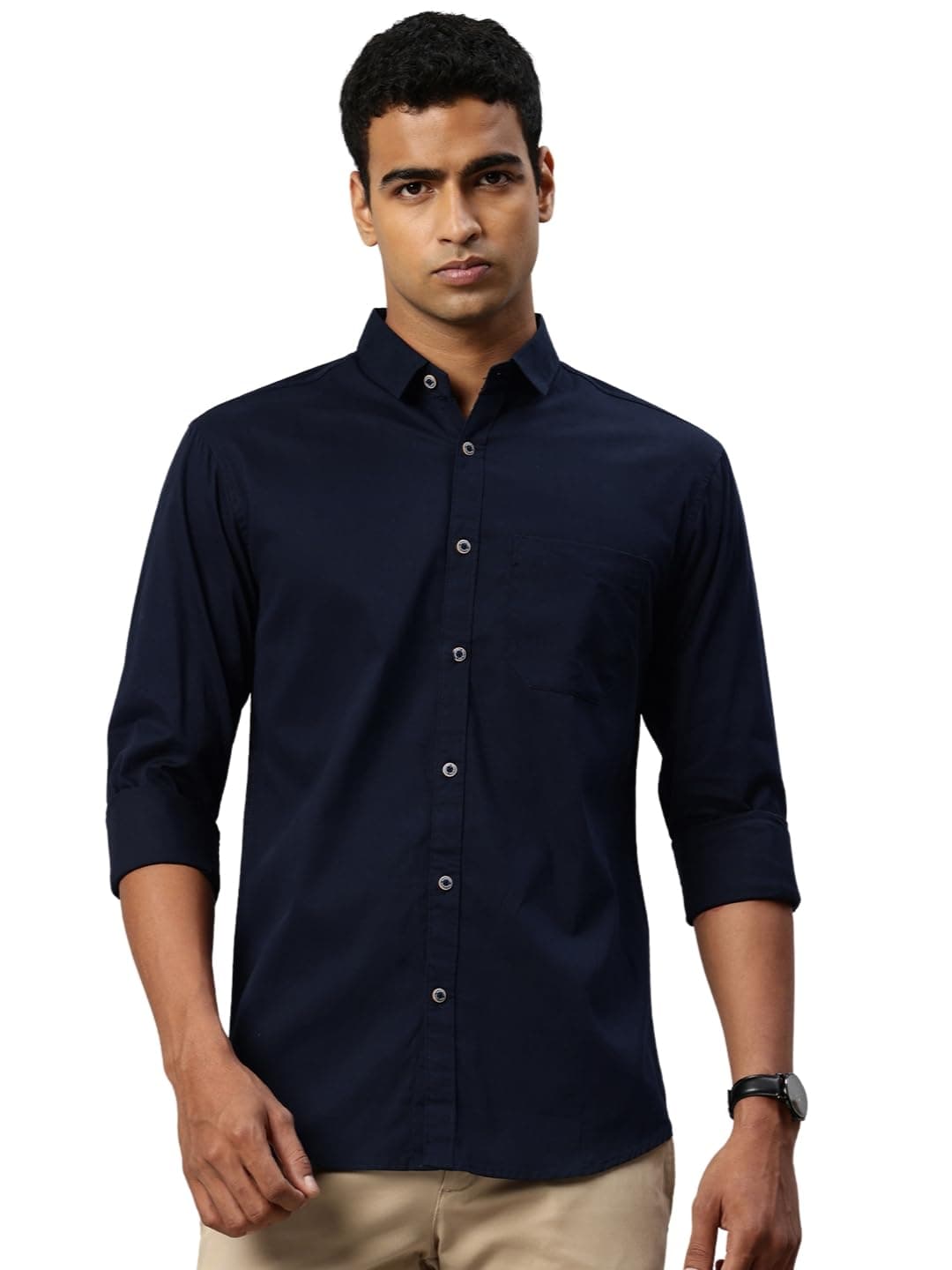 Majestic Man Comfort Slim Fit Solid Pure Cotton Self Design Casual Shirt